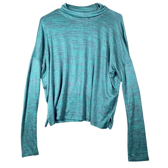 Banana Republic Womens Sweater Green Black Turtleneck Cropped Luxespun Stretch M - Picture 1 of 12